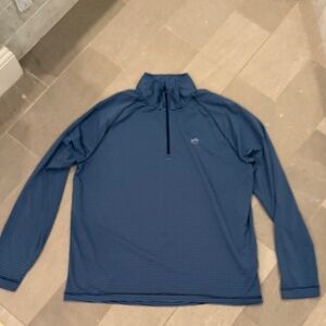 Southern Tide Blue/Light Blue Striped Quarter-Zip Pullover XL